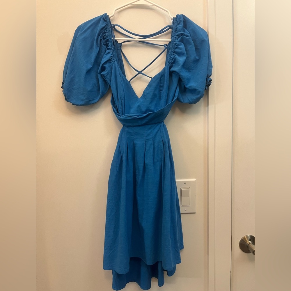 Mable Blue Cotton & Linen Women's Dress